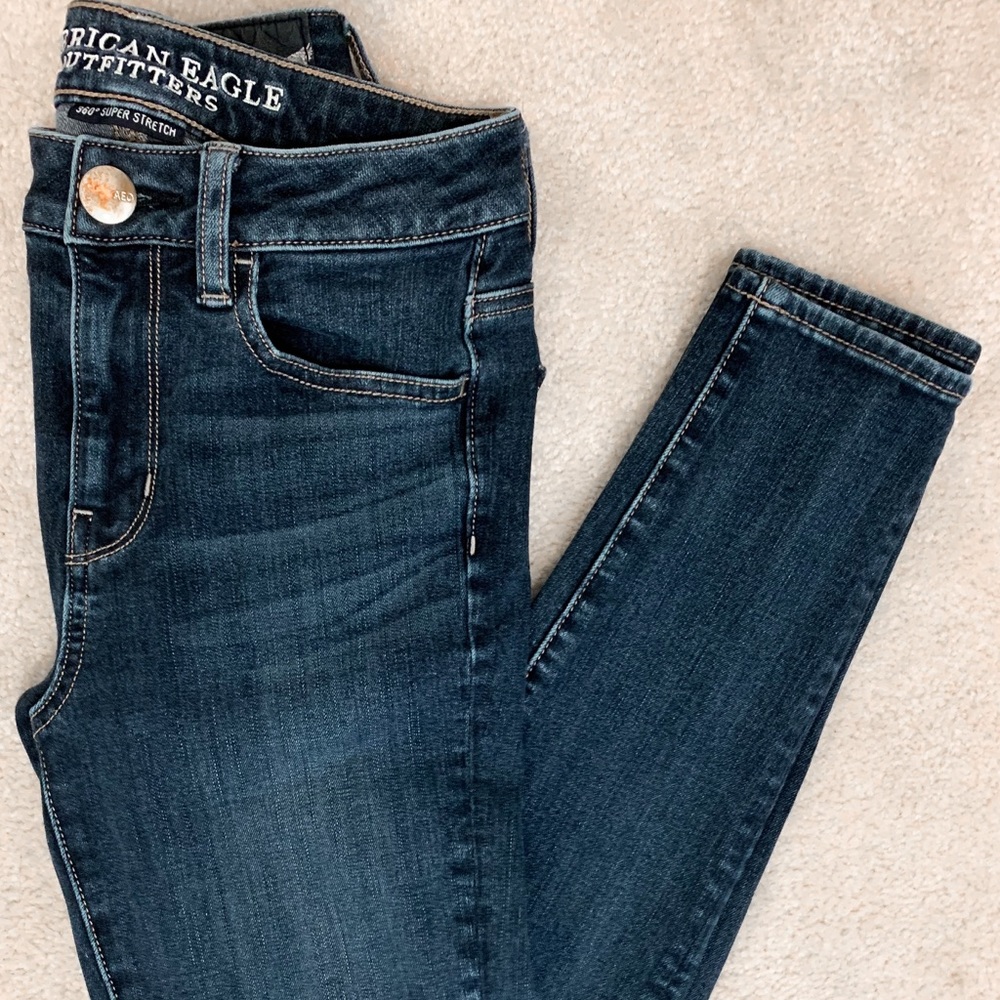 ☆high-rise dark wash jeggings | AE